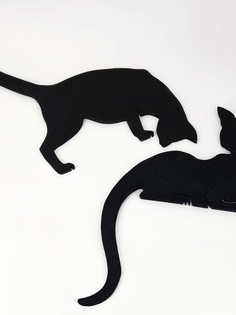 Pair VTG Silhouette Black Cats Door Topper Handmade Wood Doorframe Decor Hangers